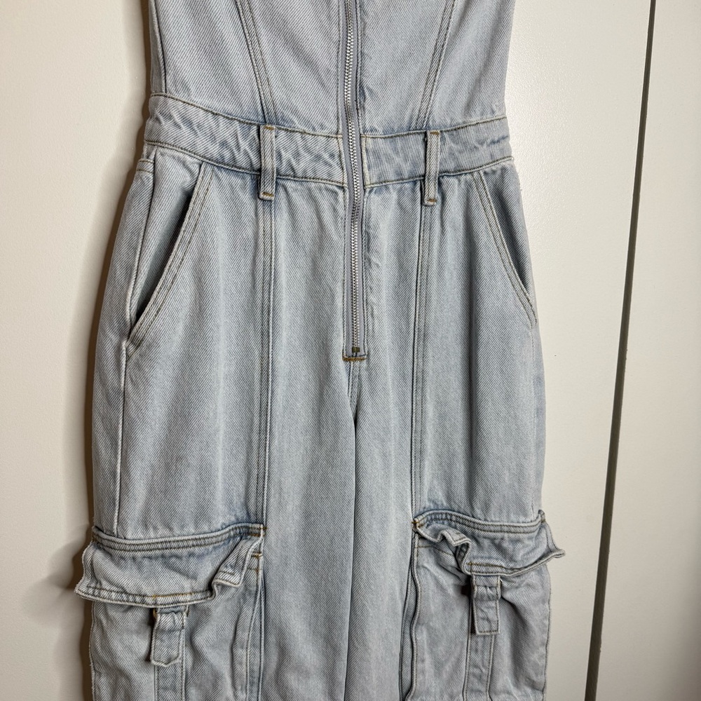 We Wore What Denim Corset cargo Jumpsuit - size 2 - Picture 4 of 15
